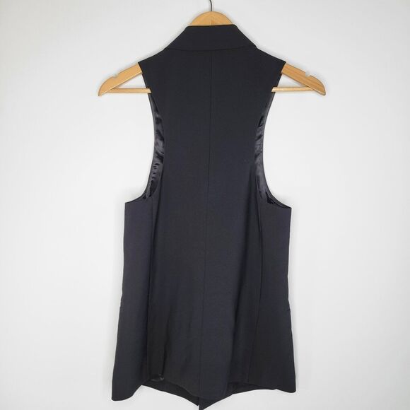 EXPRESS DESIGN STUDIO Black Tuxedo Vest Size 6 Y2K Indie Office 00s Sleeveless - Picture 5 of 11